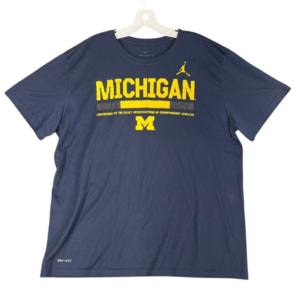 University Michigan Shirt Mens XL Blue Nike Dri Fit College Football NCAA Alumni